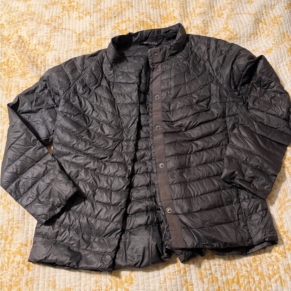 Athleta Black Quilted Goose-Down Jacket